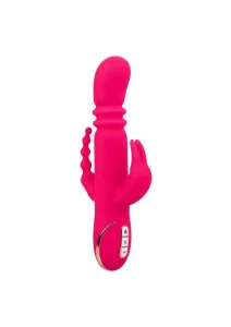 Vibraator CalExotics Heated Silicone Triple Rabbit roosa