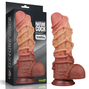 Dildo Lovetoy Dual layered Platinum Silicone Cock with Rope pruun